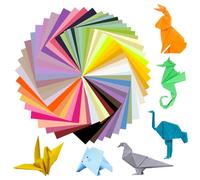 Papier Origami 100 Feuilles Double Face - 50 Couleurs Vives 15 x 15cm pour Enfant et Adulte Loisirs Créatifs