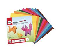 Rayher papier origami dépliants double face FSC Mix Credit lot de 100 feuilles origami en 10 couleurs vives papier japonais bricolage pour enfant et adulte 15 cm x 15cm, 80/m²
