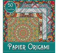 Papier Origami: Carnet de 50 feuilles format 21 cm x 21cm (5 modèles x 10 feuilles) - Papier de qualité 90g/m² - Enfants et adultes - Thème Mandala