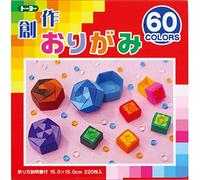 Papier origami - Coffret cadeau - 60 couleurs unies assorties - 220 feuilles - 15 x 15 cm