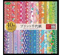 Papier origami - Coffret cadeau de papier origami (Chiyogami) - Imprimé Chiyogami - 40 motifs assortis - 5 feuilles de chaque motif - 200 feuilles au total - 15 cm x 15 cm