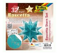 Papier Origami - Folia - Kit Étoile Bascetta - Turquoise/Cuivre - 32 Feuilles - 20x20 cm