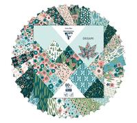 Clairefontaine 95372C - 60 Feuilles de Papier Origami 70g/m², Format 15x15cm, 30 Motifs Colorés Assortis (2 Feuilles par Motif), Loisirs Créatifs Adultes et Enfants, Collection Herbier