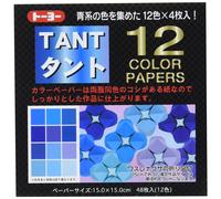 Papier origami japonais Tant - 12 nuances de bleu, carr de 15 cm