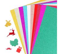 Papier pailleté pour loisirs créatifs - 20 feuilles de 10 couleurs, 250g/m², Carton pailleté de haute qualité pour projets créatifs, feuille cartonnée couleur, pour artisanat et design.