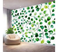 Papier Peint 200 x 140 cm, Papier Peint Panoramique Intissé Nature aquarelle feuilles d'eucalyptus, Vert Décoration Murale Poster Tableaux Muraux Imprimé 3D Tapisserie Photo