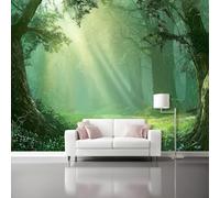 Papier peint 300 x 210 cm Revêtement mural décoration pour chambre salon cuisine - Design unique et moderne Forêt Lumière et Ombre Atmosphère de rêve papier peint non tissé Vert cyan