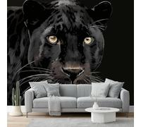 Papier peint 350 x 256 cm Revêtement mural décoration pour chambre salon cuisine - Design unique et moderne Portraits d'animaux réalistes et mystérieux papier peint non tissé Or noir
