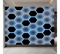 papier peint 3d 250x180cm Géométrie Du Losange Bleu Noir papier peint mural chambre Décoration murale 3D sur toile de peinture à l’huile sans joint pour salon moderne ou mur TV EB24-714