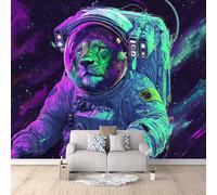 papier peint 3d 400x280cm Chien Astronaute Coloré papier peint panoramique 3d Ensemble mural 3D sur toile à l’huile, montage sans joint apparent, parfait pour salle à manger EB24-10849