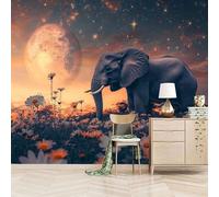 papier peint 3d 400x280cm éléphant papier peint panoramique 3d Ensemble mural 3D sur toile à l’huile, montage sans joint apparent, parfait pour salle à manger EB24-8123