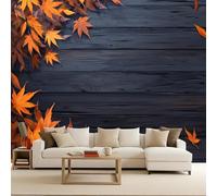 papier peint 3d 400x280cm Feuille D'érable Jaune papier peint panoramique 3d Ensemble mural 3D sur toile à l’huile, montage sans joint apparent, parfait pour salle à manger EB24-6259