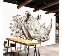 papier peint 3d 400x280cm Ligne Simple Rhino papier peint panoramique 3d Ensemble mural 3D sur toile à l’huile, montage sans joint apparent, parfait pour salle à manger EB24-960