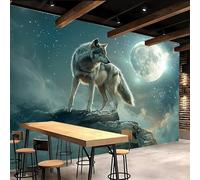 papier peint 3d 400x280cm Loup De La Lune papier peint panoramique 3d Ensemble mural 3D sur toile à l’huile, montage sans joint apparent, parfait pour salle à manger EB24-9133