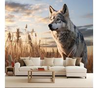 papier peint 3d 400x280cm Loup Des Steppes papier peint panoramique 3d Ensemble mural 3D sur toile à l’huile, montage sans joint apparent, parfait pour salle à manger EB24-9316