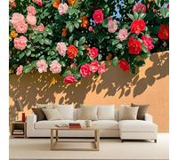 papier peint 3d 400x280cm Mur De Fleurs Colorées papier peint panoramique 3d Ensemble mural 3D sur toile à l’huile, montage sans joint apparent, parfait pour salle à manger EB24-1765