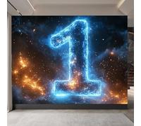 papier peint 3d 400x280cm Numéro Porte-bonheur Bleu 1 papier peint panoramique 3d Ensemble mural 3D sur toile à l’huile, montage sans joint apparent, parfait pour salle à manger EB24-7247