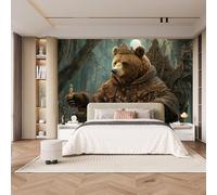 papier peint 3d 400x280cm Roi Des Ours papier peint panoramique 3d Ensemble mural 3D sur toile à l’huile, montage sans joint apparent, parfait pour salle à manger EB24-5623