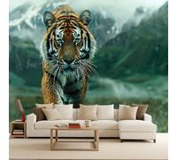 papier peint 3d 400x280cm Tigre papier peint panoramique 3d Ensemble mural 3D sur toile à l’huile, montage sans joint apparent, parfait pour salle à manger EB24-8222