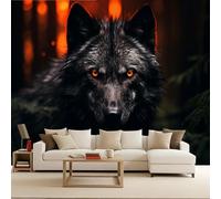 papier peint 3d 400x280cm Yeux Rouges Du Loup papier peint panoramique 3d Ensemble mural 3D sur toile à l’huile, montage sans joint apparent, parfait pour salle à manger EB24-9840