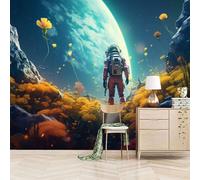 papier peint 3d 500x280cm Voyageur Interstellaire Extraterrestre papier peint adhesif mural cuisine Impression 3D sur toile artistique sans couture,pour un mur d’accent dans un bureau ou salon