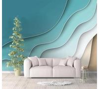 Papier Peint 3D Abstrait Frais Vert Lignes Art | Facile à Installer Cette Décoration Luxueuse Est Idéale Pour un Bureau Salon une Chambre ou Mur Derrière le TV-150cm×105cm