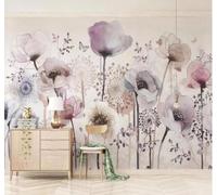 Papier Peint 3D Aquarelle Dessin À La Main Belle Fleur De Lilas Et Papillon | Facile à Installer Cette Décoration Luxueuse Est Idéale Pour un Bureau Salon une Chambre ou Mur Derrière le TV-150cm×105cm