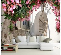 Papier Peint 3D Architecture Urbaine Paysage Arbres Fleurs Extension | Facile à Installer Cette Décoration Luxueuse Est Idéale Pour un Bureau Salon une Chambre ou Mur Derrière le TV-150cm×105cm