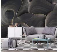 Papier Peint 3D Art Abstrait Cubiste Lignes Noires | Facile à Installer Cette Décoration Luxueuse Est Idéale Pour un Bureau Salon une Chambre ou Mur Derrière le TV-300cm×210cm