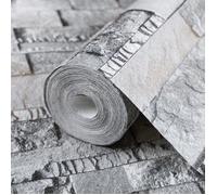 Papier peint 3D aspect de pierre gris et marron Mothinessto YY0101