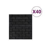 Papier peint 3D autoadhésif Briques 40 pcs Noir