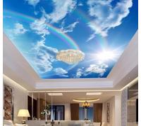 Papier Peint 3D Beau Ciel Bleu Nuages Blancs Arc En Ciel Paysage Naturel | Facile à Installer Cette Décoration Luxueuse Est Idéale Pour un Bureau Salon une Chambre ou Mur Derrière le TV-400cm×280cm