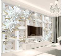 Papier Peint 3D Beauté Relief Bijoux Fleurs Papillons | Facile à Installer Cette Décoration Luxueuse Est Idéale Pour un Bureau Salon une Chambre ou Mur Derrière le TV-300cm×210cm