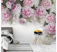Papier Peint 3D Belle Aquarelle Rose Romantique Fleur De Pivoine | Facile à Installer Cette Décoration Luxueuse Est Idéale Pour un Bureau Salon une Chambre ou Mur Derrière le TV-400cm×280cm