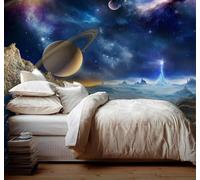 Papier Peint 3D Bleu Esthétique Science Fiction Planète Univers | Facile à Installer Cette Décoration Luxueuse Est Idéale Pour un Bureau Salon une Chambre ou Mur Derrière le TV-300cm×210cm
