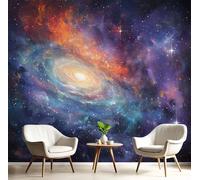 Papier Peint 3D Bleu Orange Nébuleuse En Rotation 200X140Cm Poster Geant Mural Panoramique Peinture Murale Interieur Paysage Cosmique Pour Salon Chambre À Coucher D'Enfant Maison Décoration