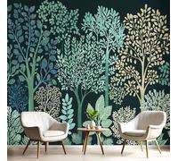 Papier Peint 3D Bleu-Vert Haute Forêt 150X105Cm Poster Geant Mural Panoramique Peinture Murale Interieur Paysages Naturels Pour Salon Chambre À Coucher D'Enfant Maison Décoration