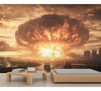 Papier peint 3D bombe atomique, explosion nucléaire, paysage apocalyptique pour chambre d'enfant, salon, canapé, arrière-plan TV - 250 x 175 cm