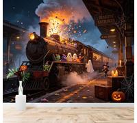 Papier Peint 3D Bonbons Train à Vapeur Gare | Facile à Installer Cette Décoration Luxueuse Est Idéale Pour un Bureau Salon une Chambre ou Mur Derrière le TV-350cm×256cm