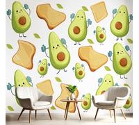Papier Peint 3D Brun-Vert Pain À L'Avocat 250X170Cm Poster Geant Mural Panoramique Peinture Murale Interieur Illustration De Dessin Animé Pour Salon Chambre À Coucher D'Enfant Maison Décoration