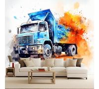 Papier Peint 3D Camions à benne basculantePapier peint enfant Équipement mécanique 150x105cm Fresque murale moderne 3D poster mural géant décoration murale salon chambre enfant facile à poser