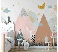 Papier Peint 3D Caricature Lune Abstrait Sommet Élan | Facile à Installer Cette Décoration Luxueuse Est Idéale Pour un Bureau Salon une Chambre ou Mur Derrière le TV-200cm×140cm