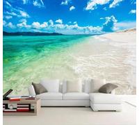 Papier Peint 3D Ciel Bleu Nuages Blancs Mer Plage Paysage | Facile à Installer Cette Décoration Luxueuse Est Idéale Pour un Bureau Salon une Chambre ou Mur Derrière le TV-430cm×300cm