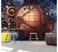 Papier Peint 3D Créatif Engrenages Mécaniques Terre Restaurant Bar | Facile à Installer Cette Décoration Luxueuse Est Idéale Pour un Bureau Salon une Chambre ou Mur Derrière le TV-250cm×170cm