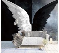 Papier Peint 3D Créatif Noir Et Blanc Ange Ailes Original | Facile à Installer Cette Décoration Luxueuse Est Idéale Pour un Bureau Salon une Chambre ou Mur Derrière le TV-150cm×105cm