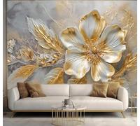 Papier Peint 3D Créativité Relief Luxe Discret Fleurs Dorées Art | Facile à Installer Cette Décoration Luxueuse Est Idéale Pour un Bureau Salon une Chambre ou Mur Derrière le TV-430cm×300cm