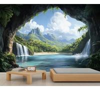 Papier peint 3D de paysage naturel, papier peint 3D caverne, forêt pour ferme, salon, chambre à coucher, canapé, arrière-plan TV - 390 x 260 cm