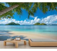 Papier peint 3D de plage, plage et mer, paysage naturel pour salon, chambre à coucher, étude, arrière-plan TV - 300 x 210 cm