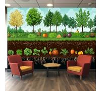 Papier peint 3D Design Coupe botanique avec Arbres, Arbustes, Racines - Pwallpaper Murale polyester pour décoration salon chambre salle de séjour escaliers hall