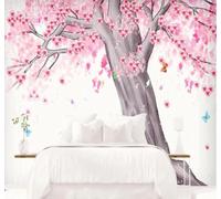 Papier Peint 3D Dessin À La Main Aquarelle Cerisier En Fleurs Papillon | Facile à Installer Cette Décoration Luxueuse Est Idéale Pour un Bureau Salon une Chambre ou Mur Derrière le TV-200cm×140cm